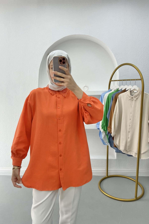 Lace Collar Shirt Orange