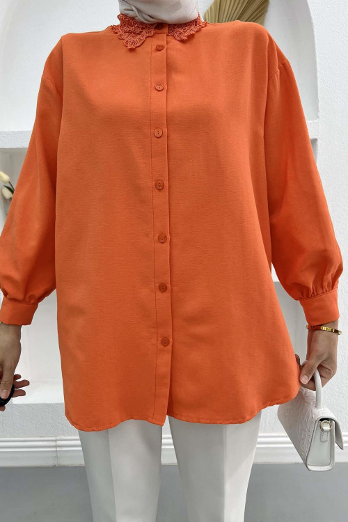 Lace Collar Shirt Orange
