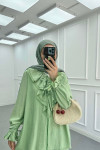 Sare Fashion Ruffled Collar Tie Suit Green