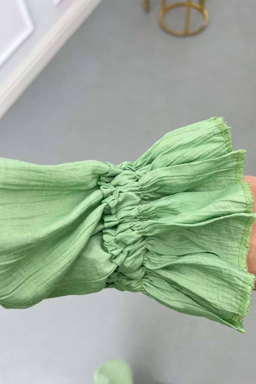 Sare Fashion Ruffled Collar Tie Suit Green