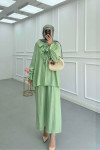 Sare Fashion Ruffled Collar Tie Suit Green