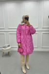 Fur Collar Quilted Coat Pink
