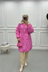 Fur Collar Quilted Coat Pink