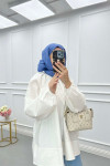 Sare Fashion Elastic Collar Poplin Shirt White