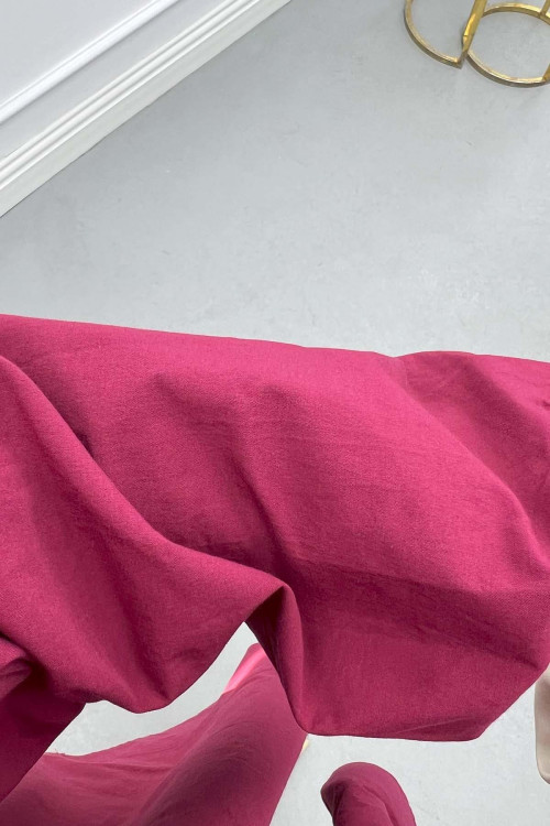 Sare Fashion Poplin Shirt with Elastic Collar, Burgundy