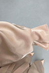 Sare Fashion Balloon Sleeve Jacquard Set with Stone Collar Beige