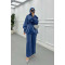 Sare Fashion Balloon Sleeve Jacquard Set with Stone Collar Indigo
