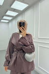 Sare Fashion Stone Collar Balloon Sleeve Jacquard Suit Purple