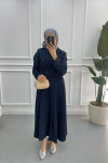 Side Tie Jacket Suit Navy Blue