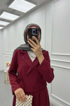 Sare Fashion Side Tie Skirt Suit Claret Red