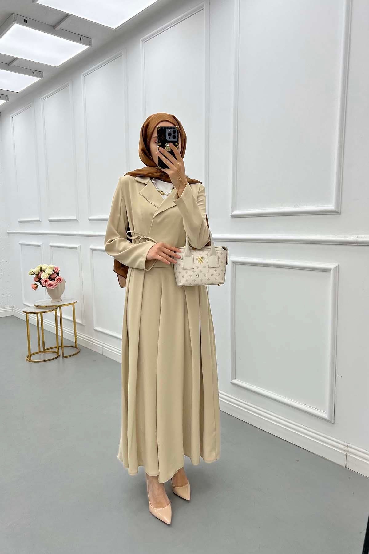 Sare Fashion Side Tie Skirted Suit Cream
