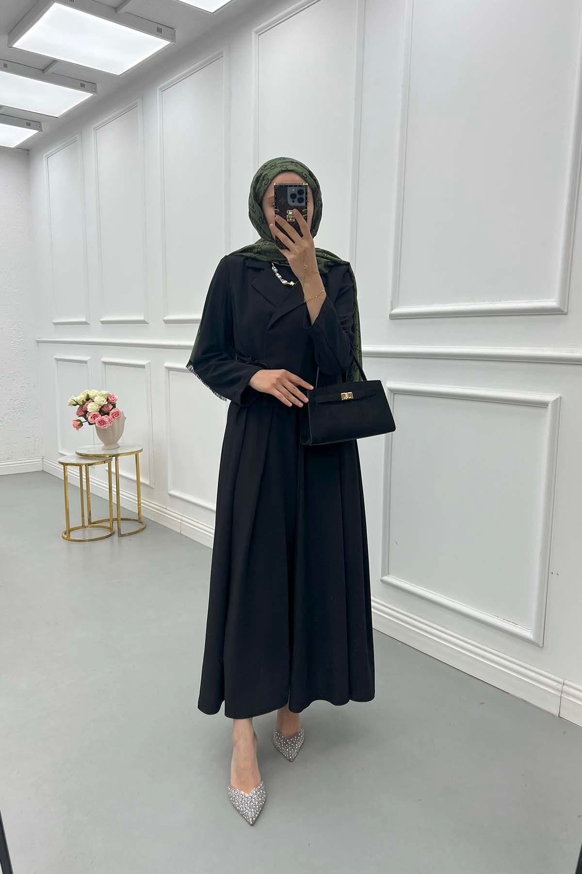 Sare Fashion Side Tie Skirted Suit Black