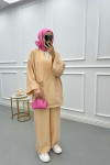 Side Tie Kimono Set Beige