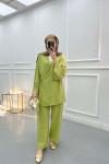 Side Tie Kimono Set Olive Green