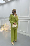 Side Tie Kimono Set Olive Green