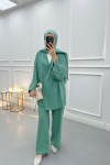 Side Tie Kimono Set Emerald Green