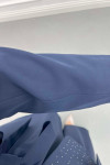 Side Tie Stoned Jacket Set Navy Blue