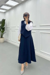 Sare Fashion Side Tie Vest Set Navy Blue