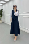 Sare Fashion Side Tie Vest Set Navy Blue