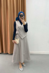 Side Tie Vest Suit Light Gray
