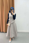 Side Tie Vest Suit Light Gray
