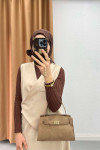 Side Tie Vest Suit Beige