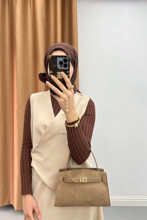 Side Tie Vest Suit Beige