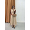 Side Tie Vest Suit Beige