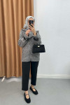 Side Zipper Boucle Jacket Gray
