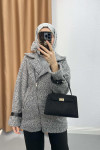 Side Zipper Boucle Jacket Gray