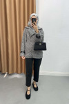 Side Zipper Boucle Jacket Gray