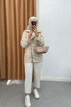 Side Zipper Boucle Jacket Stone