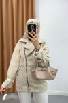 Side Zipper Boucle Jacket Stone