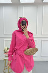 Sare Fashion Side Tie Detail Shirt Fuchsia