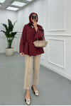 Sare Fashion Side Tie Jacket Claret Red