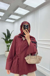 Sare Fashion Side Tie Jacket Claret Red