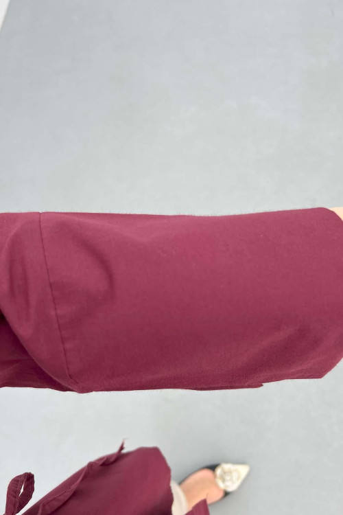 Sare Fashion Side Tie Jacket Claret Red