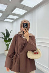 Sare Fashion Side Tie Jacket Brown