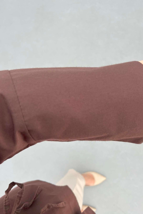 Sare Fashion Side Tie Jacket Brown