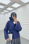 Sare Fashion Side Tie Strawberry Kimono Navy Blue
