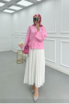 Sare Fashion Side Tie Strawberry Kimono Pink
