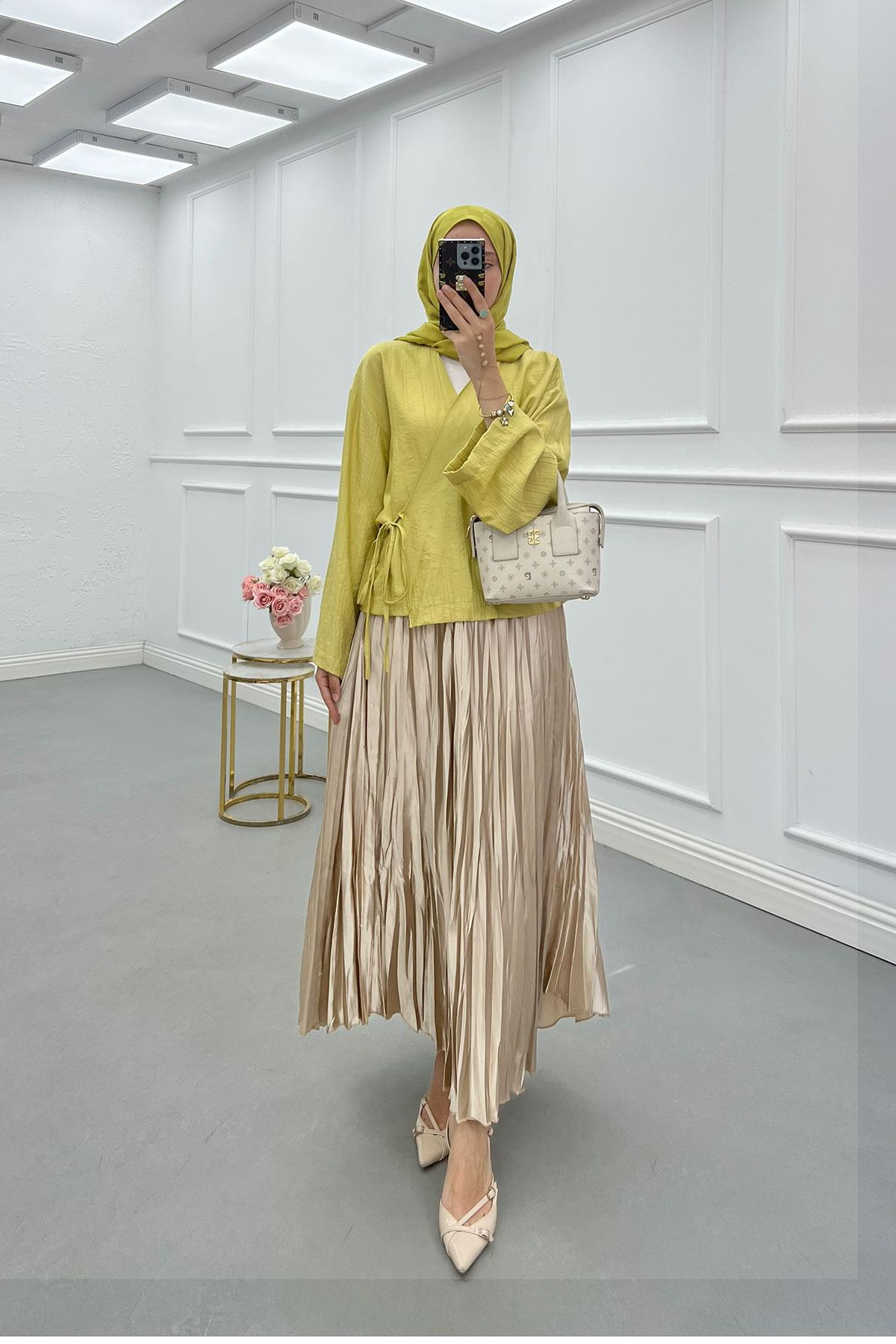 Sare Fashion Side Tie Strawberry Kimono Yellow