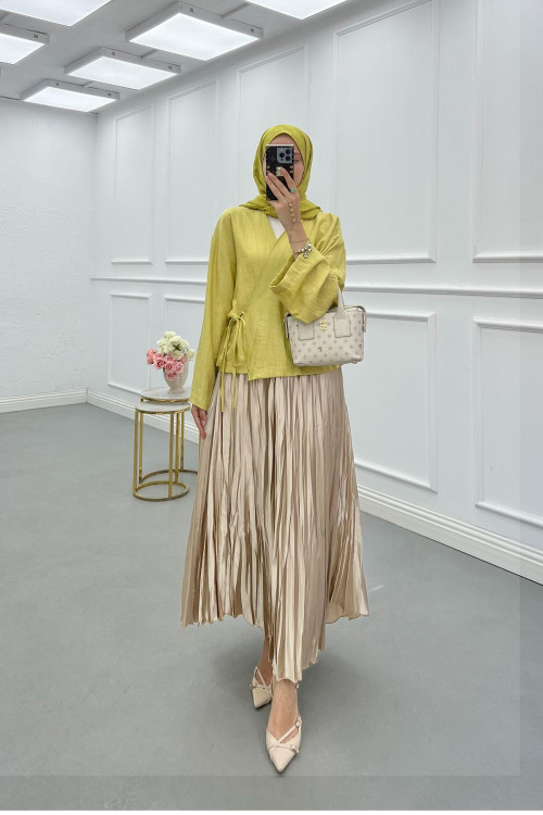 Sare Fashion Side Tie Strawberry Kimono Yellow