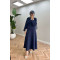 Sare Fashion Side Tie Skirted Suit Navy Blue