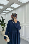Sare Fashion Side Tie Kimono Set Navy Blue