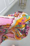 Sare Fashion Half Button Patterned Viscose Dress in Multicolor