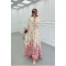 Sare Fashion Half Button Patterned Viscose Dress Fuchsia