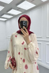 Sare Fashion Half Button Patterned Viscose Dress Fuchsia