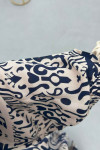 Sare Fashion Half Button Patterned Viscose Dress Navy Blue