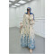 Sare Fashion Half Button Patterned Viscose Dress Blue
